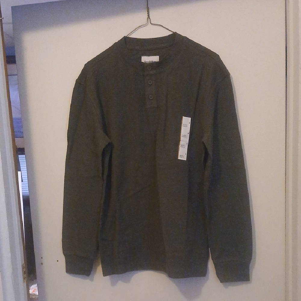 Goodfellow & Co Dark Green Men's Thermal Henley Shirt